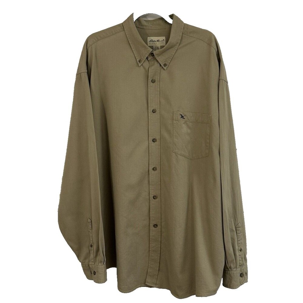 Eddie Bauer Shirt Men's Sz XXL Button Down Goose Logo Casual Cotton Long Sleeve